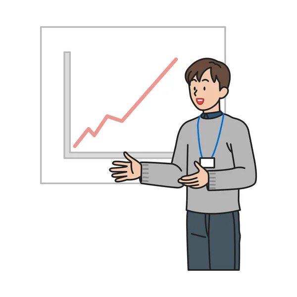 Male Employee Explaining Screen Graph — Stock vektor