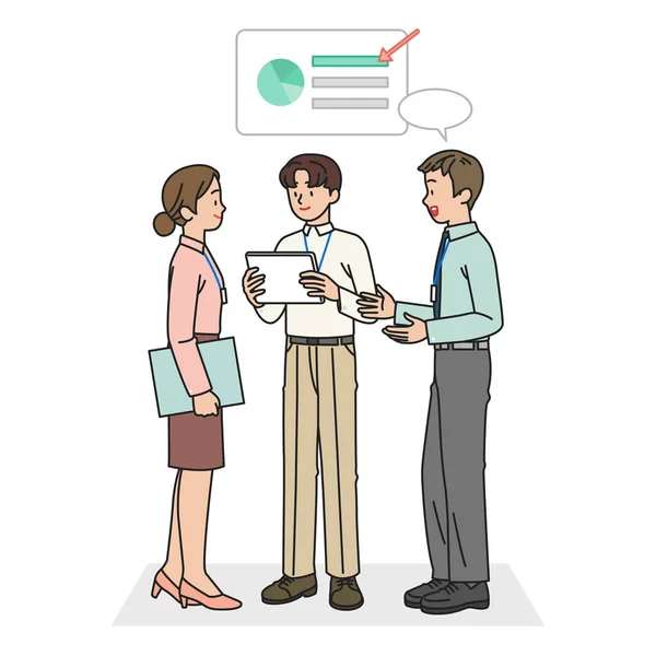 Company Employees Talking Meeting — Vetor de Stock