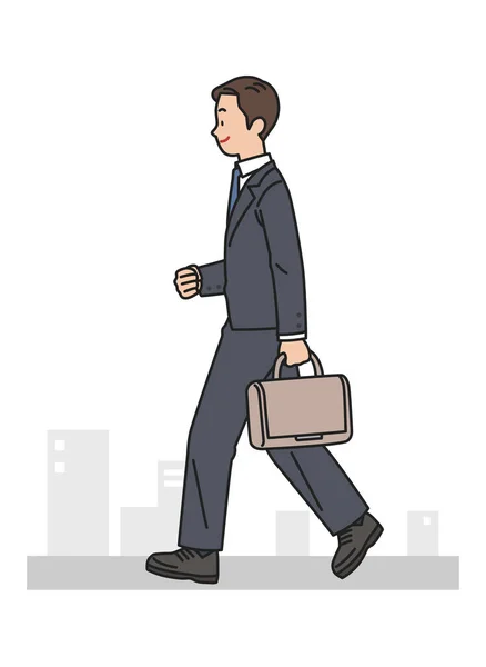 Man His Way Work — Stock Vector