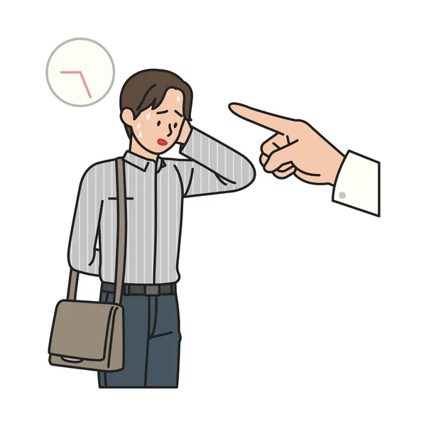 Man Who Late Getting Scolded His Boss — Stock Vector