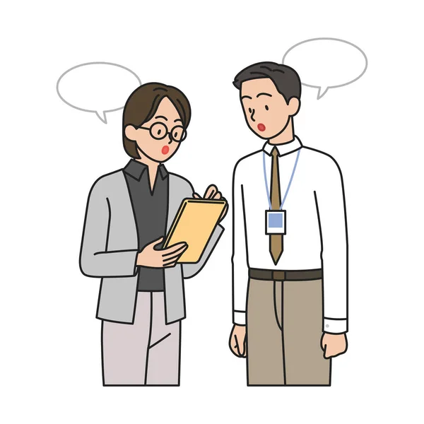 New Employee Boss Communicating Talking — 图库矢量图片