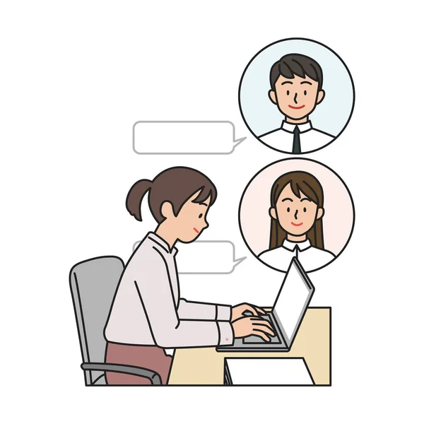 Employees Chatting Communicating Messenger — 图库矢量图片