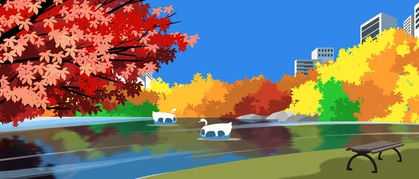 Vector Illustration Background Swans Lake — 图库矢量图片