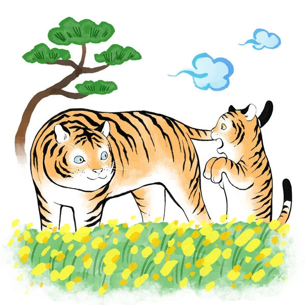 Año Del Tigre 2022 Vector Símbolo Ilustración Fondo — Vector de stock