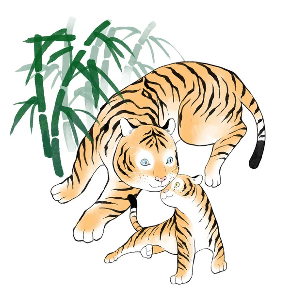 Jahr Des Tigers 2022 Symbol Vektor Illustration Hintergrund — Stockvektor