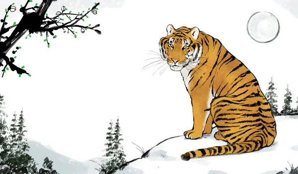 Jahr Des Tigers 2022 Symbol Vektor Illustration Hintergrund — Stockvektor