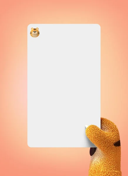 Vykreslená Grafická Tygří Ruka Držící Kartu Novoroční Koncept — Stock fotografie