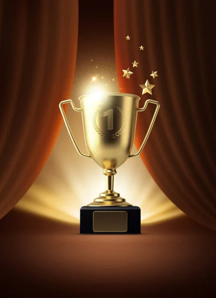 Rendered Graphic Gold Trophy Year End Award — Stock Photo, Image