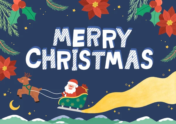 Merry Christmas Handwriting Typography Lettering Card — 图库矢量图片