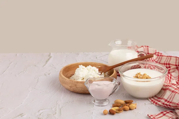 White Milk Yogurt Ivory Background — Stock Photo, Image