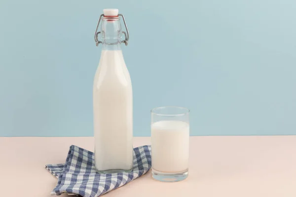 Milk Bottle Blue Background — Stock Photo, Image