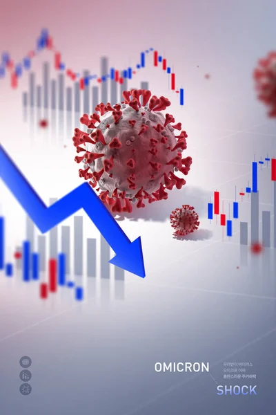 Stock Market Collapsing Due Omicron Virus Concept Poster — Stock Photo, Image