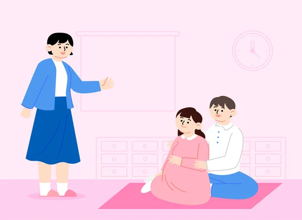 Pregnant Woman Her Husband Room Vector Illustration — Stock Vector