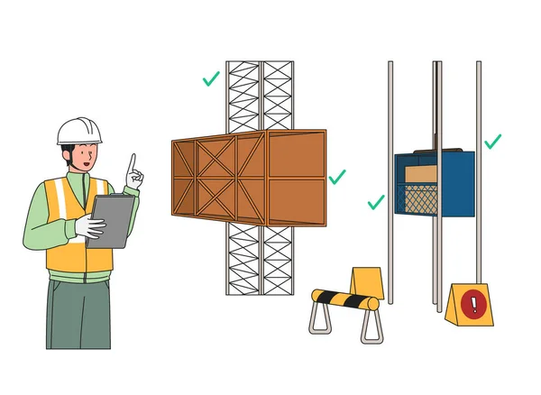 Stavební Dělník Vysokozdvižným Vektorem Ilustrace — Stockový vektor