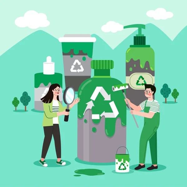 生態系の概念とリサイクルのシンボル — ストックベクタ
