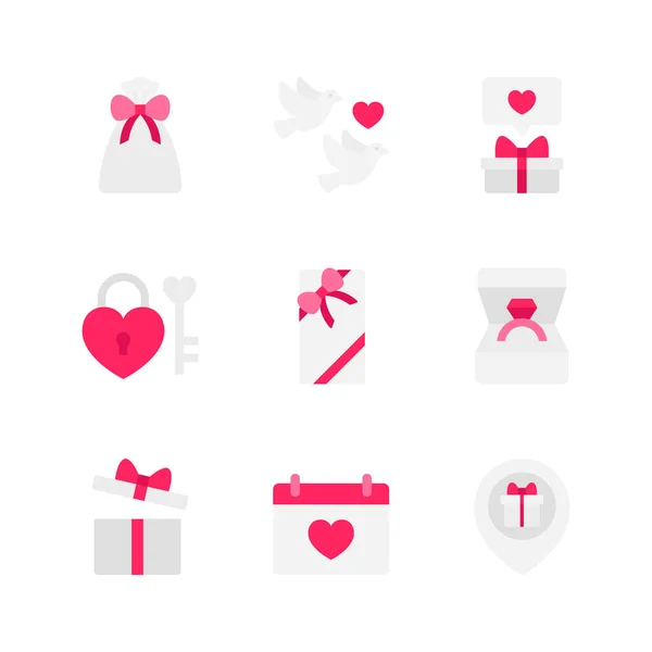 Glücklicher Valentinstag Vektor Illustration Symbole — Stockvektor