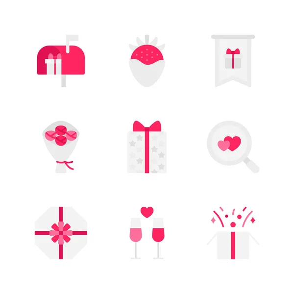 Happy Valentine Day Vector Illustration Icons — Stock Vector