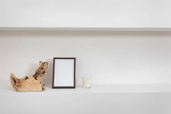Relax Gemütliche Objekte Und Hintergrund Mit Rahmen Kerze — Stockfoto