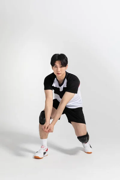Voleibol Jugador Deportes Coreano Asiático Hombre Con Lanzamiento Movimiento Lanzamiento —  Fotos de Stock