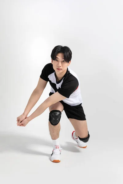 Volleyboll Sportspelare Asiatisk Koreansk Man Med Kasta Kasta Rörelse — Stockfoto