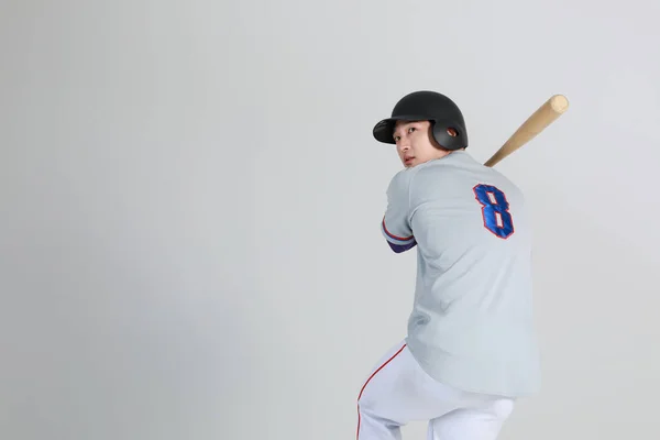 Béisbol Jugador Deportes Asiático Coreano Hombre Con Bat —  Fotos de Stock