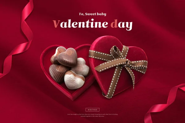 Valentim Amor Cartaz Gráfico Com Chocolates — Fotografia de Stock