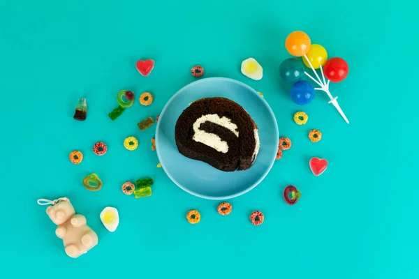 Pasta Süslemeleri Aşk Çifti Yıldönümü Etkinliği Arka Planı — Stok fotoğraf