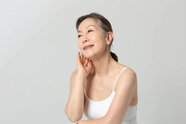 Asiatische Koreanerin Grundlegende Hautpflege Beauty Konzept Studio — Stockfoto