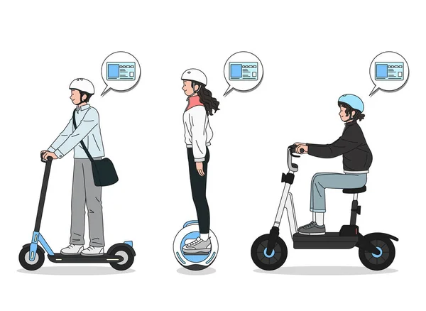 Elektrische Scooter Vector Illustratie Achtergrond Regels Voorschriften — Stockvector