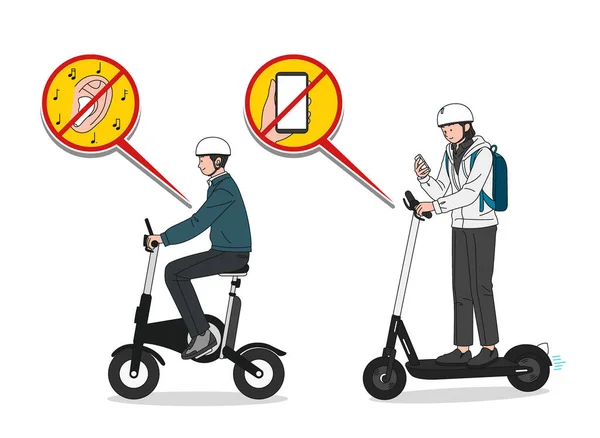 Electric Scooter Vector Illustration Background Rules Regulations — Stock Vector