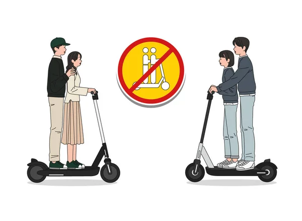 Scooter Elettrico Vettoriale Illustrazione Sfondo Norme Regolamenti — Vettoriale Stock