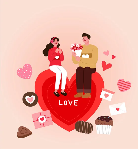 Día San Valentín Concepto Vector Ilustración Fondo — Archivo Imágenes Vectoriales