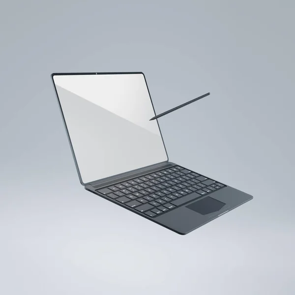 Vykreslený Laptop Mockup Grafika — Stock fotografie