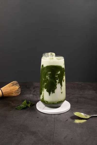 Matcha Zelený Čaj Latté Prášek — Stock fotografie