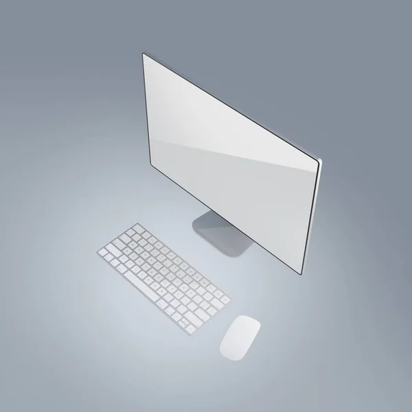 렌더링된 데스크톱 컴퓨터 모니터 Momoup Graphic — 스톡 사진