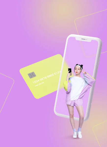 Kore Modelli Cep Telefonu Şirketi Için Akıllı Telefon Veri Planı — Stok fotoğraf