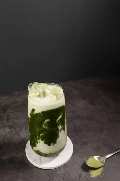 Matcha Zelený Čaj Latté Prášek — Stock fotografie