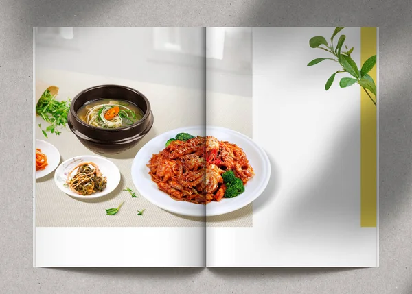 Korean Spring Cuisine Food Poster Brochure Template — Stock Photo, Image