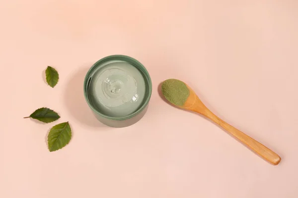 Face Mask Pack Made Matcha Green Tea Powder — Stock Photo, Image