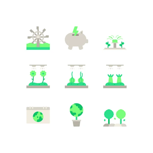 Eco Friendly Set Icons Vector Illustration Background — Stock Vector