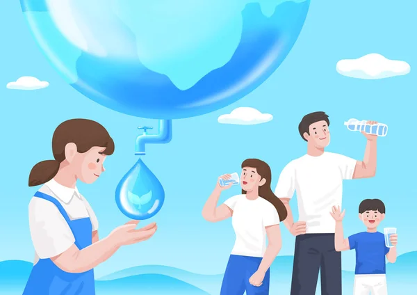 Ilustração Dia Mundial Água — Vetor de Stock
