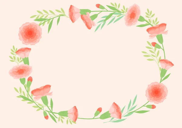 Spring Flower Background Carnations Frame Illustration — Image vectorielle