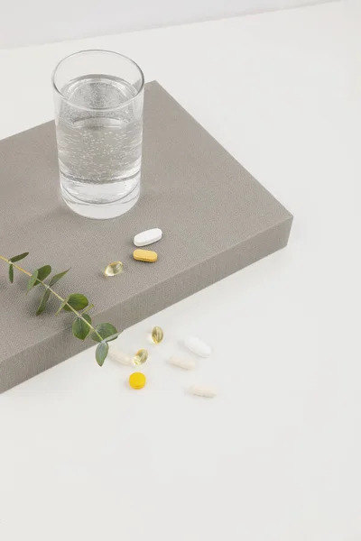 Water Pills White Background Medical Creative Concept Photo — 스톡 사진