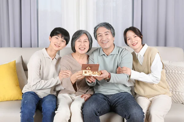 Asian Korean Family House Model Grandson Grandson — 스톡 사진