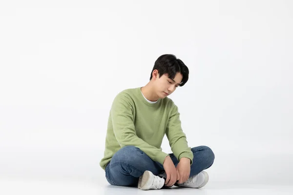 Job Interview Asian Korean Young Woman Man Frustrated Young Man —  Fotos de Stock