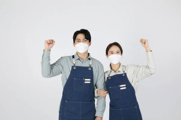 Asian Korean Young Man Woman Startup Concept Cheer — Fotografia de Stock