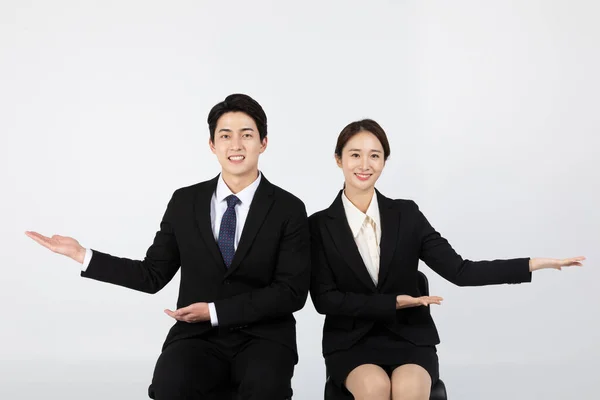 Asian Korean Young Generations Woman Man Job Interview Concept Guiding — Stock Photo, Image