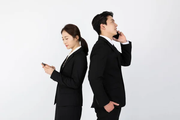 Asian Korean Young Generations Woman Man Job Interview Concept Back — Stock Photo, Image