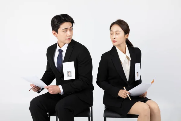 亚洲韩国青年一代男女求职面试的概念 — 图库照片