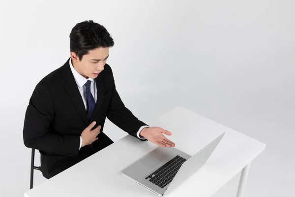 Asian Korean Young Generations Woman Man Job Interview Concept_Applying Online — Fotografia de Stock